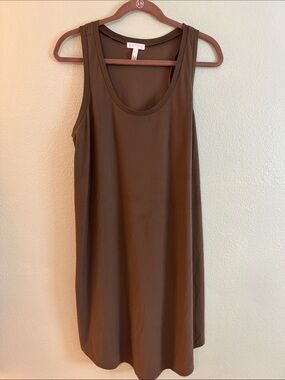 Leith Brown Scoop Neck Sleeveless Mini Dress